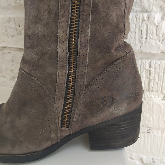 BORN SUEDE RIDING COWBOY BOOTS - Picture 2 of 10